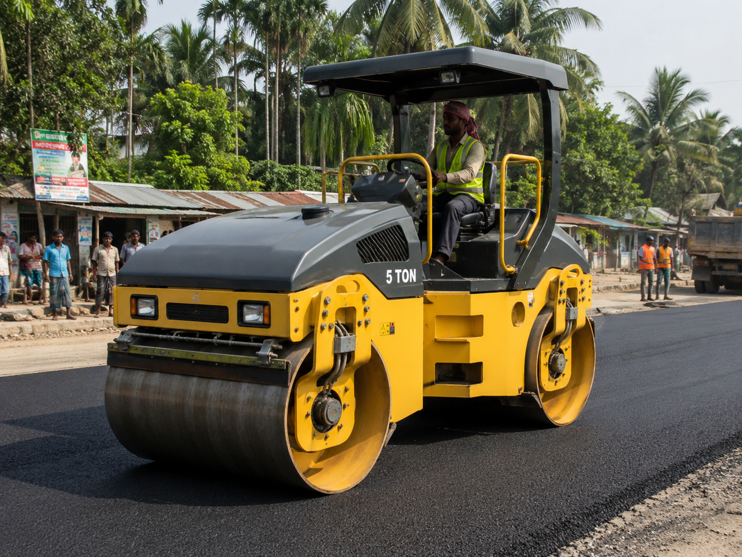 ১০ টন vibratory roller in action
